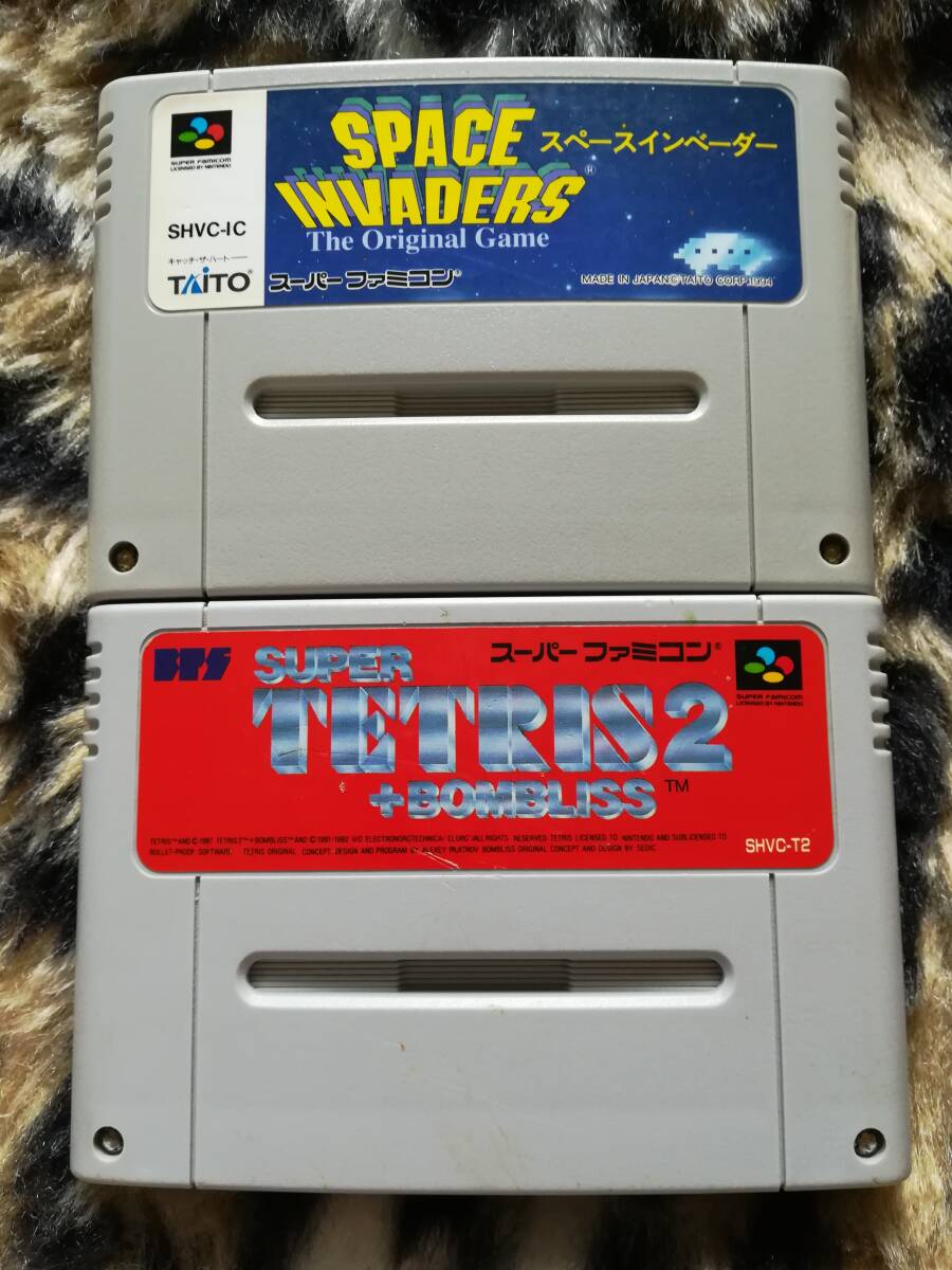 【クリーニング・動作確認済み】SFC スペースインベーダー&スーパーテトリス2+ボンブリス 同梱可拍卖