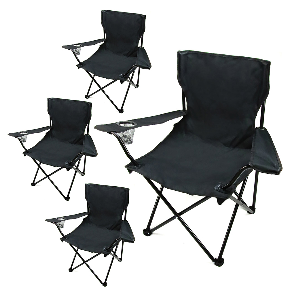 【4個セット】アウトドアチェア ひじ掛け ドリンクホルダー付き 折りたたみ椅子 収納袋付属 キャンプ・レジャー用品 釣り 運動会拍卖