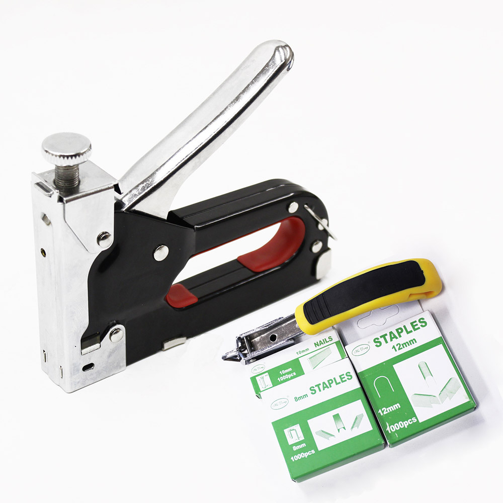 ハンドタッカー ケーブルタッカー 3in1 ステープル(替針) 3000本付き DIY作業・木工・家具・布/革シート補修などに拍卖