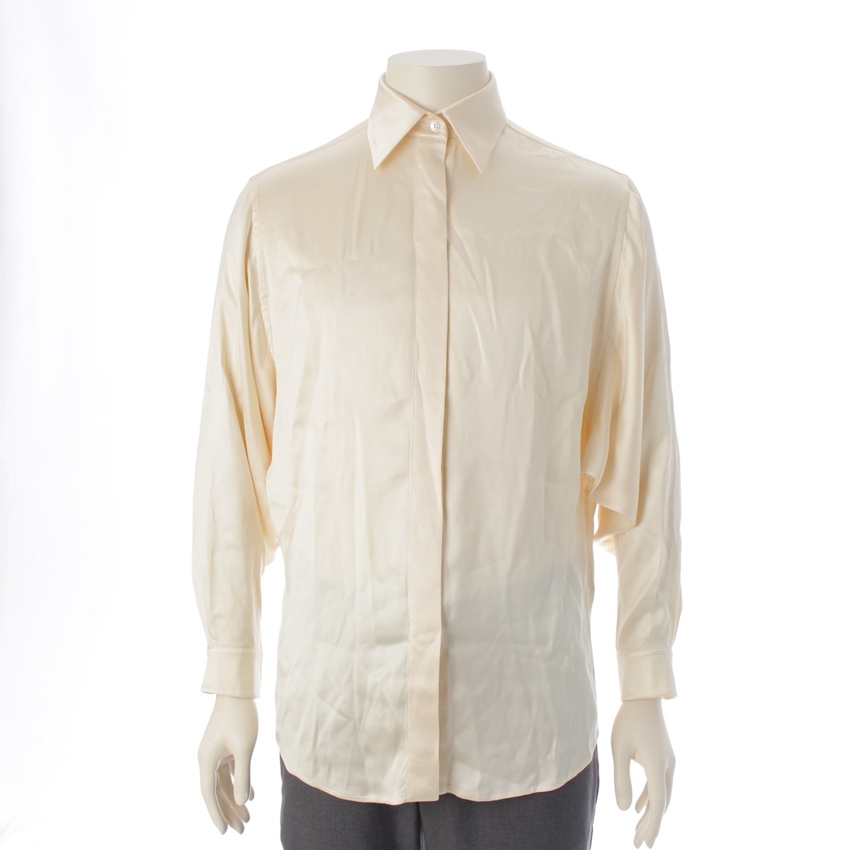 エルメス シルク マルジェラ期 ヴィンテージ 長袖シャツ アイボリー オフホワイト 38【中古】拍卖