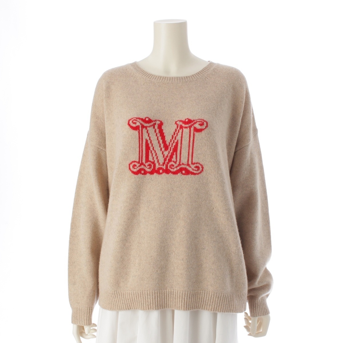 マックスマーラ カシミヤ ロゴ 長袖 ニット セーター 13660809 ブラウン L【中古】拍卖