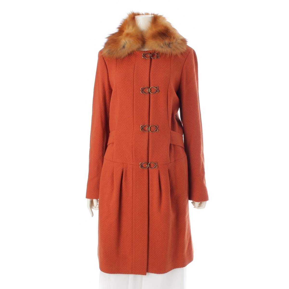 フェンディ ウール キュプラ フォックスファー アウター オレンジ 40【中古】拍卖