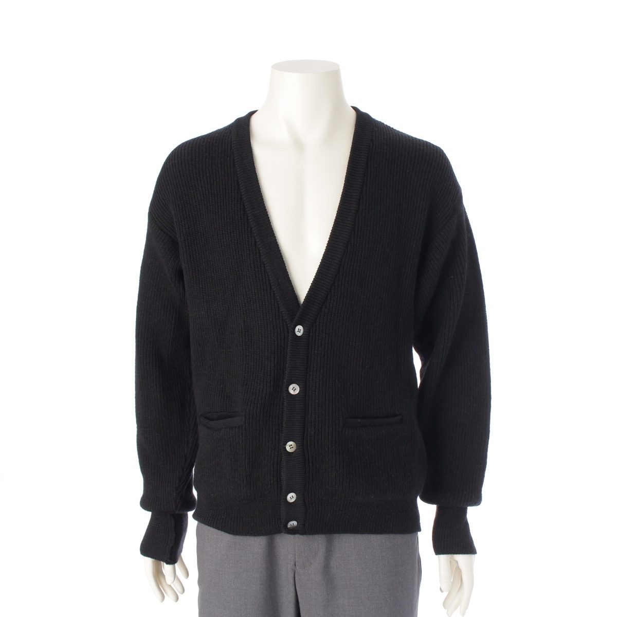 イッセイミヤケ デザインスタジオ アルパカ混 プレーン カーディガン ブラック M【中古】拍卖