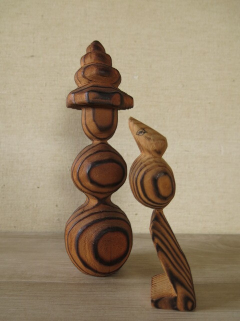 【現状渡し】木工細工 置物 人形 鳥 屋久杉拍卖