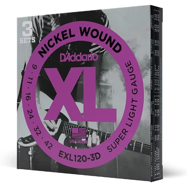 【エレキギター弦 3セット】 ダダリオ D'Addario EXL120-3D Super Light 09-42 XL NICKEL 3セットパック お買い得 正規品拍卖