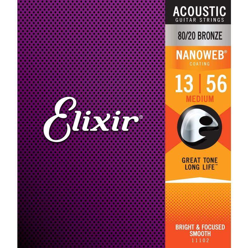 【アコースティックギター弦】Elixir アコースティック ギター弦 11102 80/20BRONZE NANOWEB MEDIUM 13-56 正規品拍卖