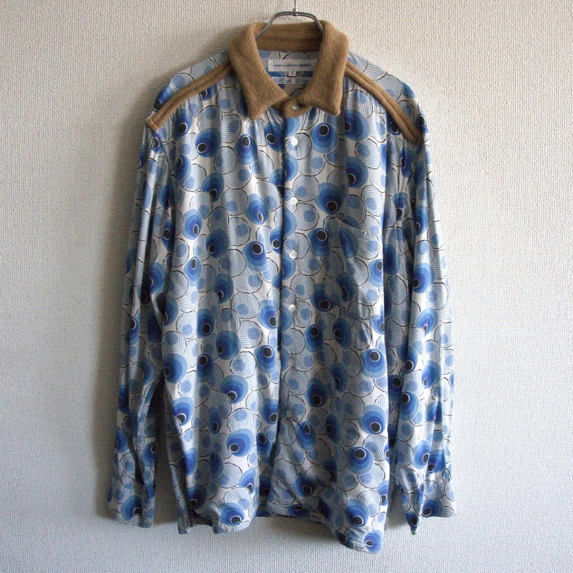 【美品】COMME des GARCONS SHIRTS【オーバーシルエット ニット切り替え デザイン レーヨンシャツ】M コムデギャルソンシャツ 25080001拍卖