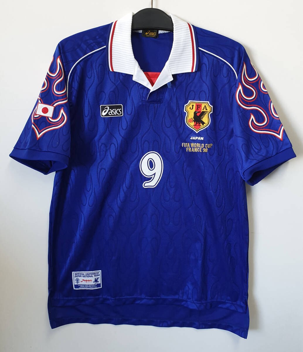 98 日本代表 JFA JAPAN(H)#9 中山雅史 NAKAYAMA 半袖 オーセンティック Asics 1998 W杯仕様 JASPO O拍卖