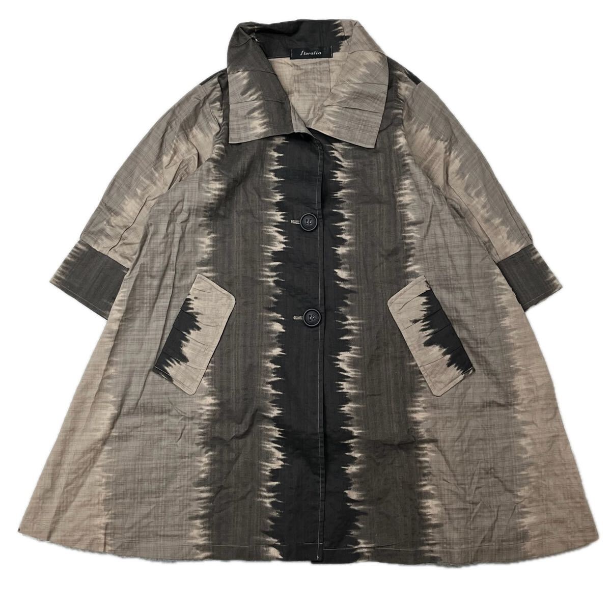 floralia 五分袖 チュニック ブラウン ブラック レディース お尻まで隠れる トップス コットン レーヨン 拍卖