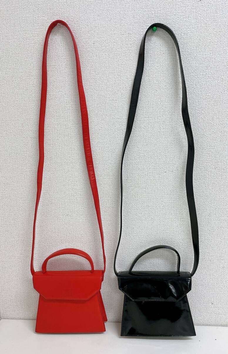 【MICHEL DERON paris 赤 黒 ショルダーバッグ】ハンドバッグ/ポーチ/ブラック レッド/A78-120拍卖
