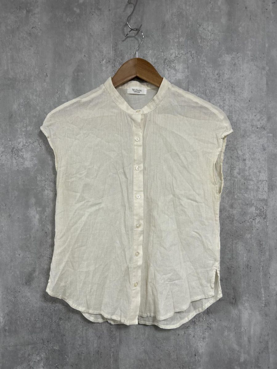 ネコポスOK Techichi TERRASSE テチチ テラス 綿100% フレンチスリーブ ブラウス シャツ sizeF/キナリ ■◆ レディース拍卖
