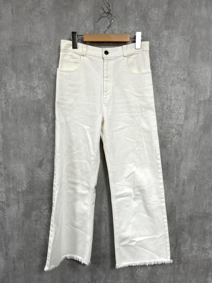 CELERI セルリ Deuxieme Classe 日本製 裾フリンジ デニムパンツ size36/白 ■■◎ レディース拍卖