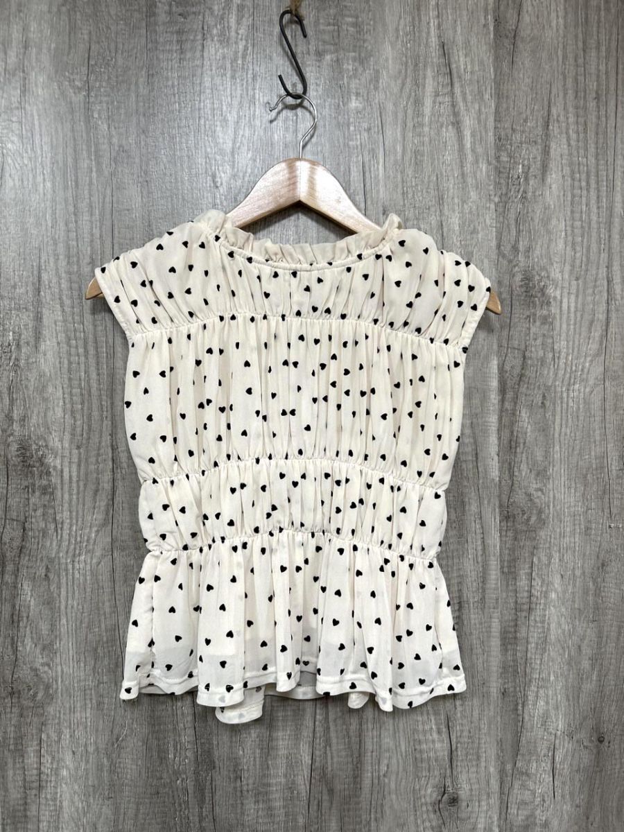 ネコポスOK clear クリア バックリボン ハート柄 フロッキー プリント カットソー sizeF/ベージュ ■◆ レディース拍卖