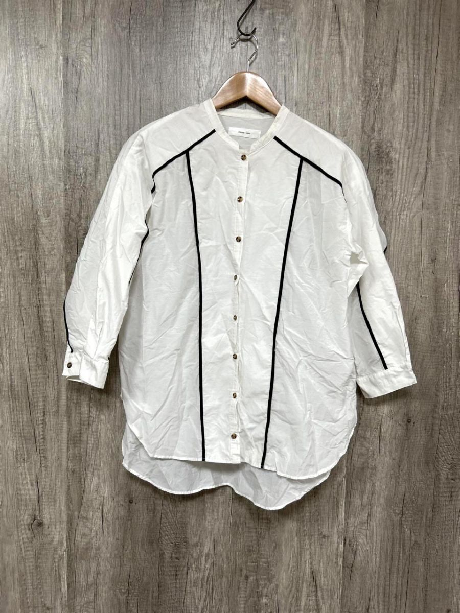 ネコポスOK Eimee Law エイミーロウ 長袖 配色パイピング ブラウス シャツ size38/白 ■◇ レディース拍卖