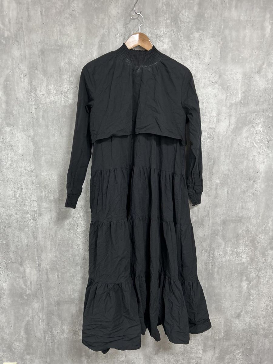 美品 JUNOAH ティアード 綿100% マキシ ワンピース sizeM/黒 ◇■ レディース拍卖