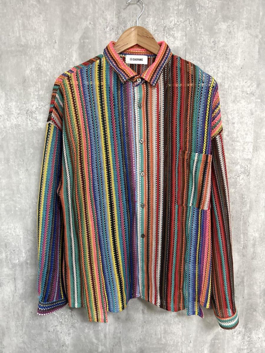 CIAOPANIC バルファレース切替デザインメッシュシャツ プルオーバー シャツ sizeL/マルチカラー ■◆ レディース拍卖