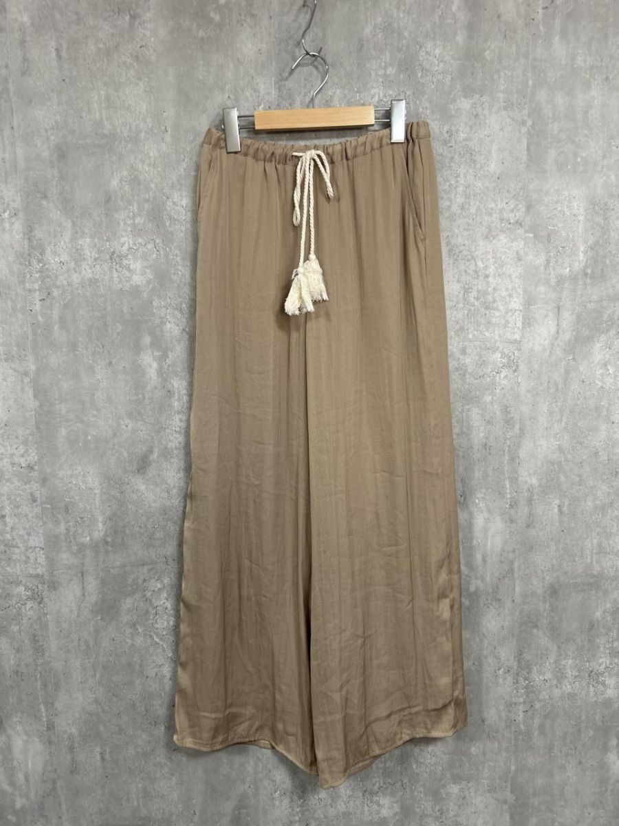 Ungrid アングリッド サテン ワイド パンツ sizeF/ベージュ ■◆ レディース拍卖