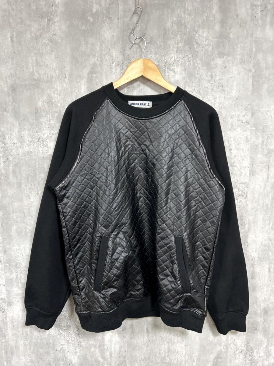 ANKOR East 切り替え キルティング ファスナー スウェット sizeL/黒 ◆■ メンズ拍卖