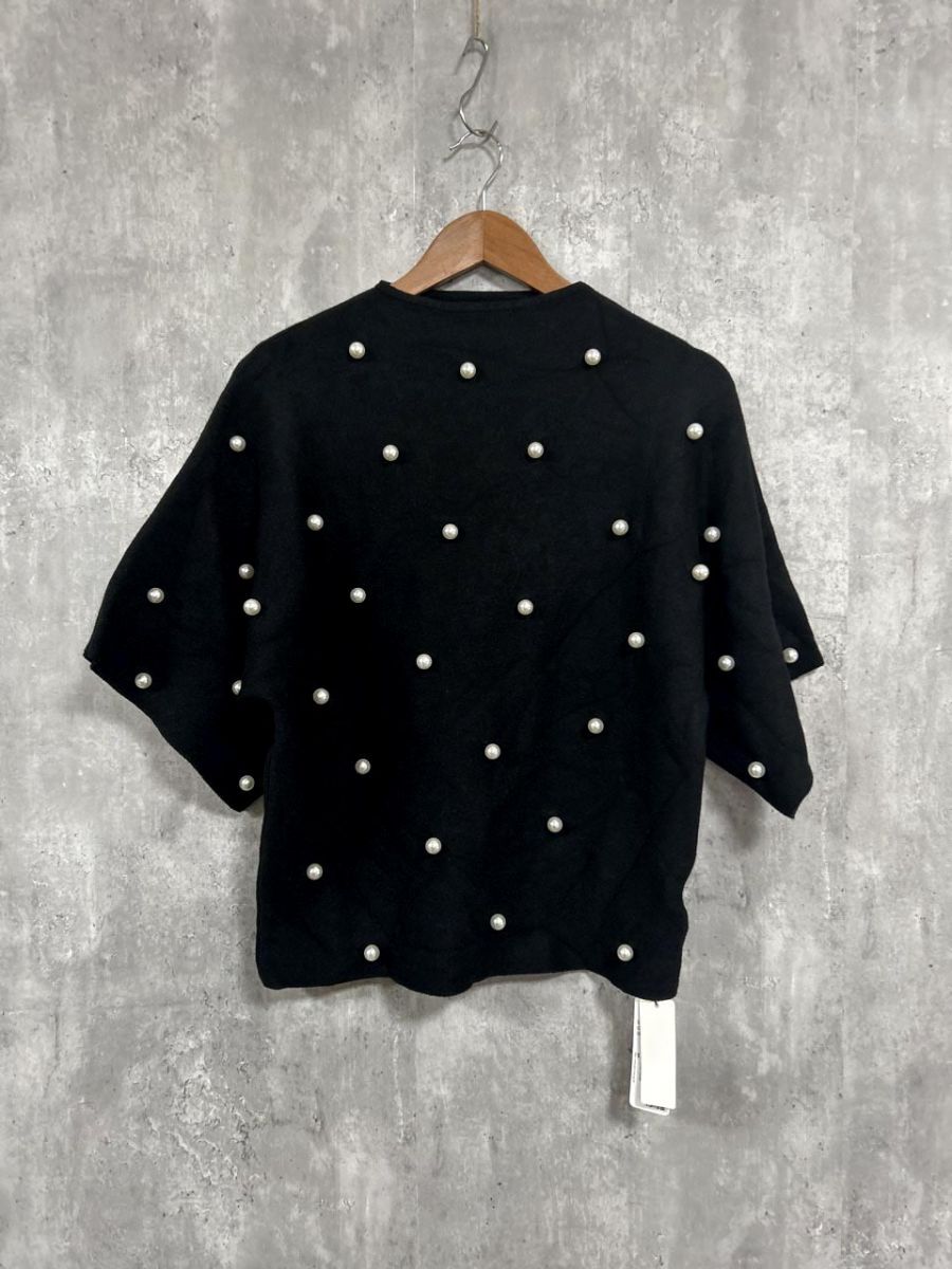 ネコポスOK 美品 sawa a la mode サワアラモード タグ付 パール付き ニット セーター sizeF/黒 ◆■ レディース拍卖