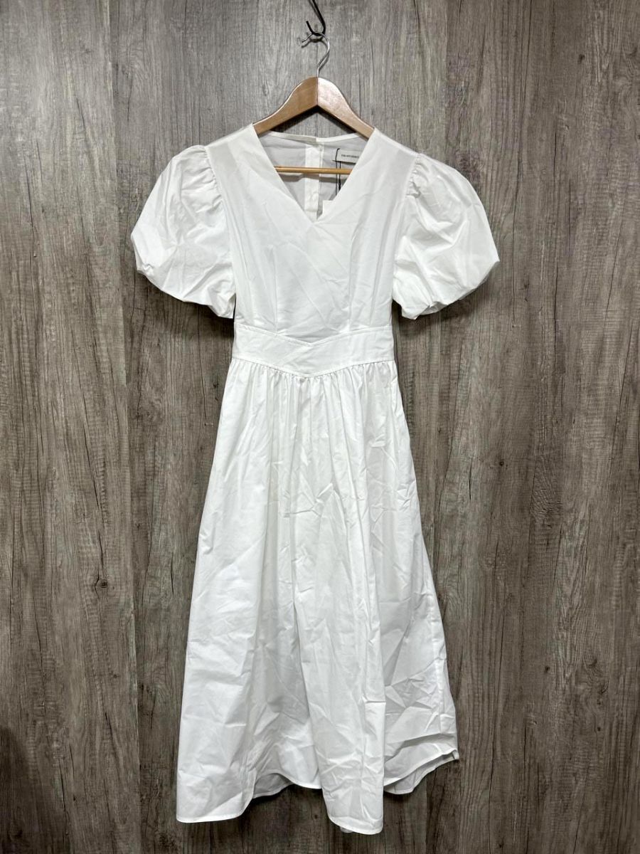 ネコポスOK 美品 me+em select バックオープン フレア ワンピース sizeF/白 ■◆ レディース拍卖