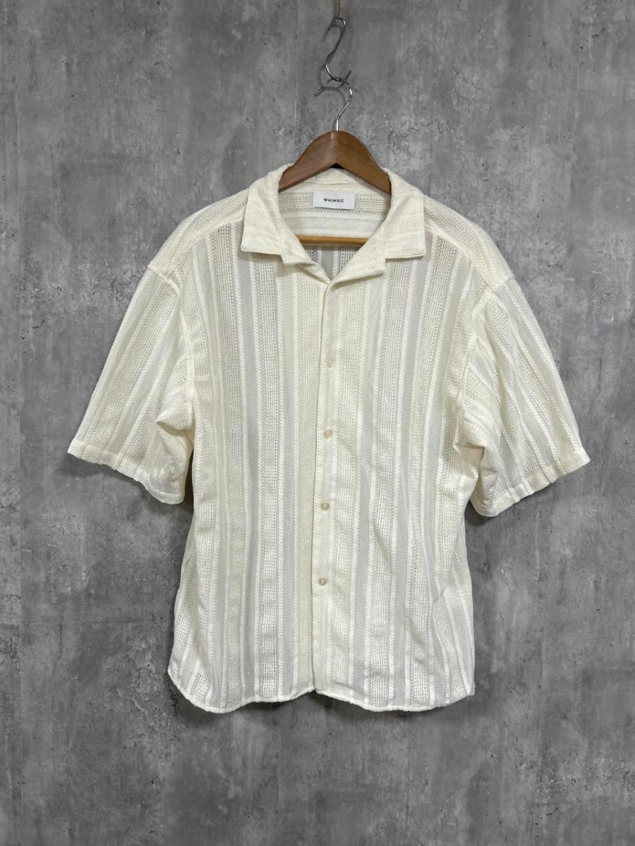 ネコポスOK WHIMSIC ウィムジック オープンカラーレース シャツ sizeF/アイボリー ■◆ レディース拍卖