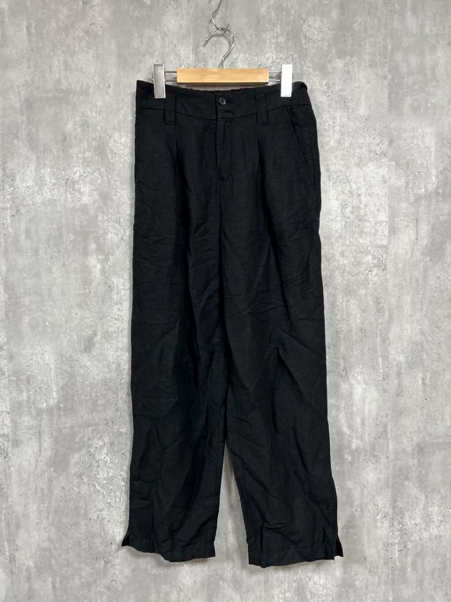 Spick & Span スピック&スパン リネン 無地 フレームワーク ストレート パンツ size38/黒 ■◆ レディース拍卖