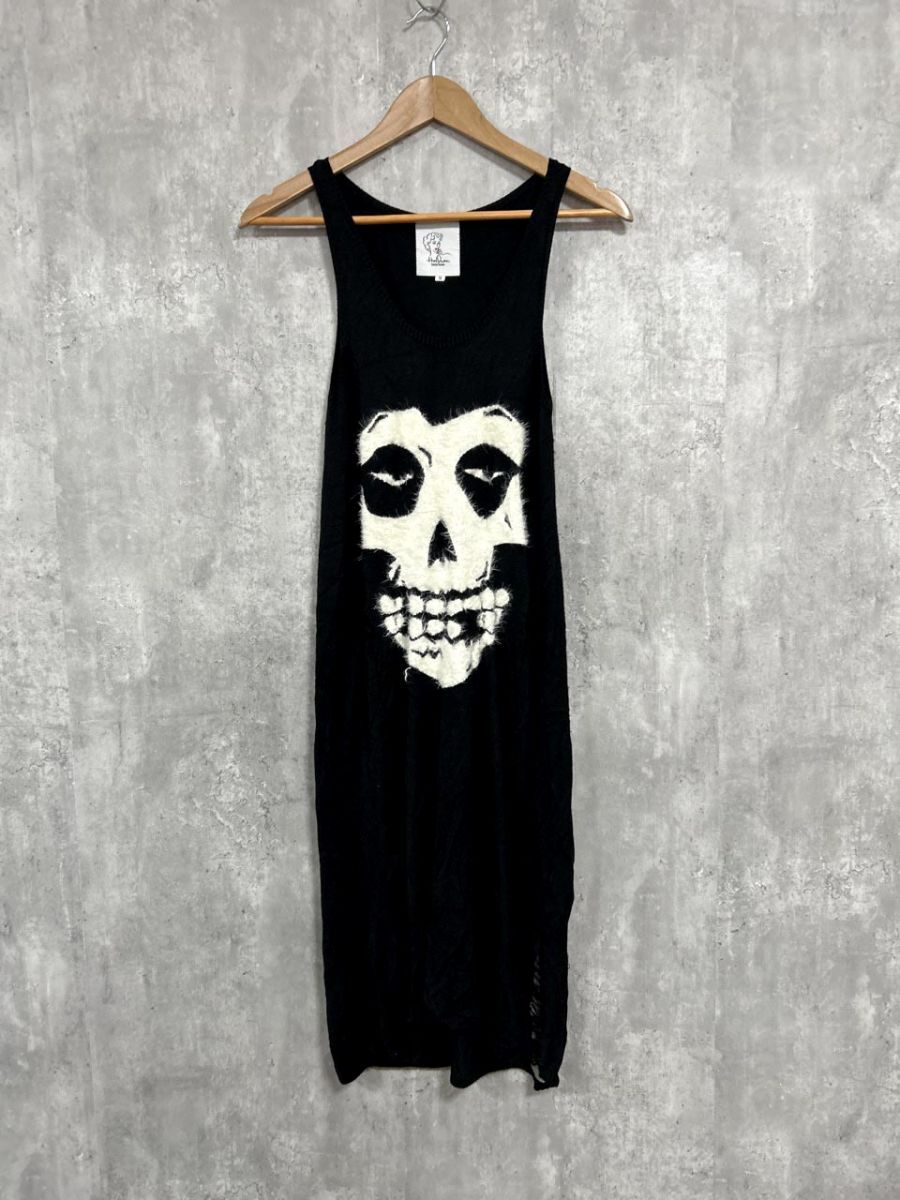 ネコポスOK HALFMAN ハーフマン ニット ノースリーブ ワンピース sizeS/黒 ■■ レディース拍卖