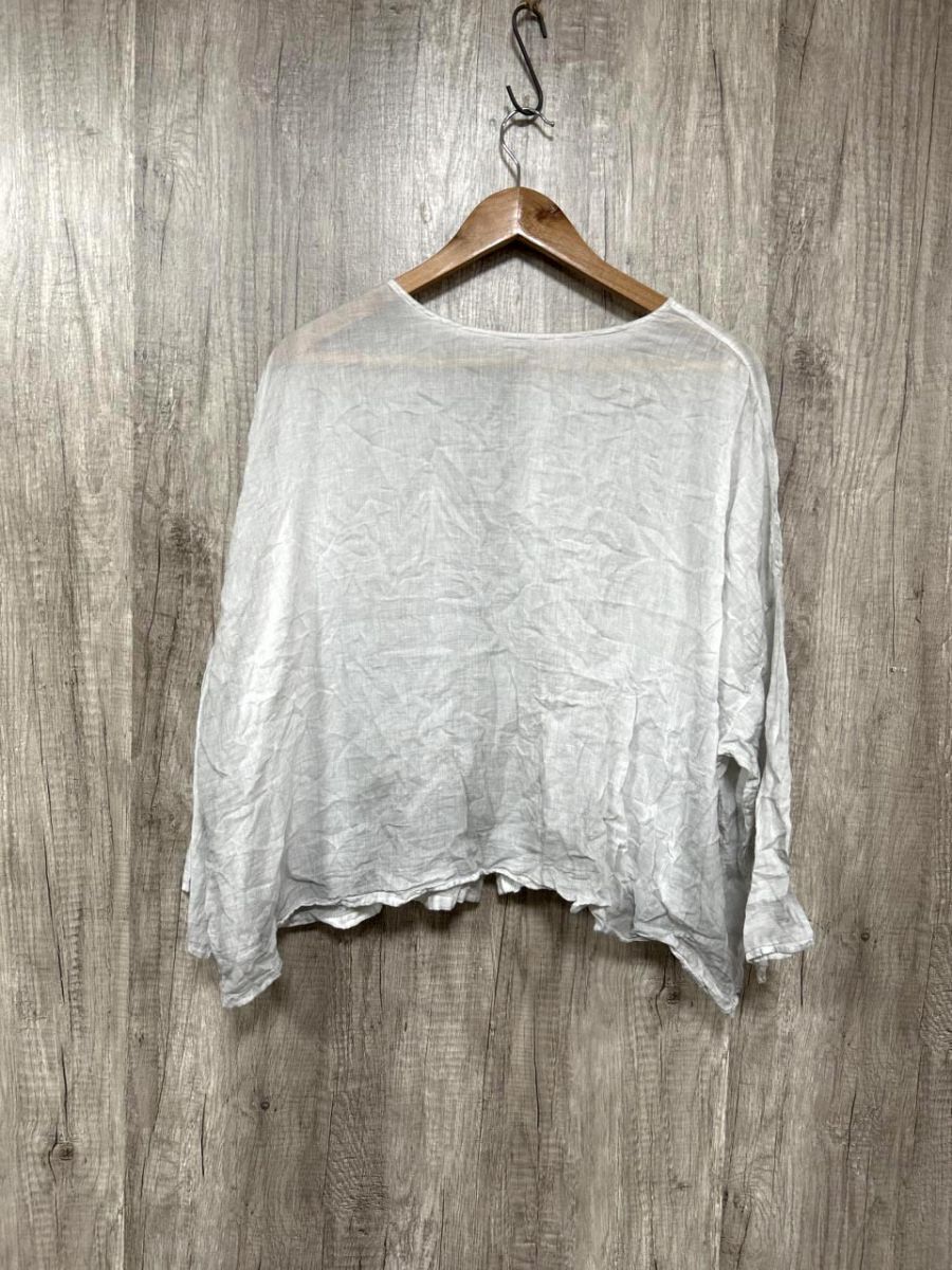 ネコポスOK kagure かぐれ ピグメントダイ2WAY ブラウス シャツ 白xグレー ■◇ レディース拍卖