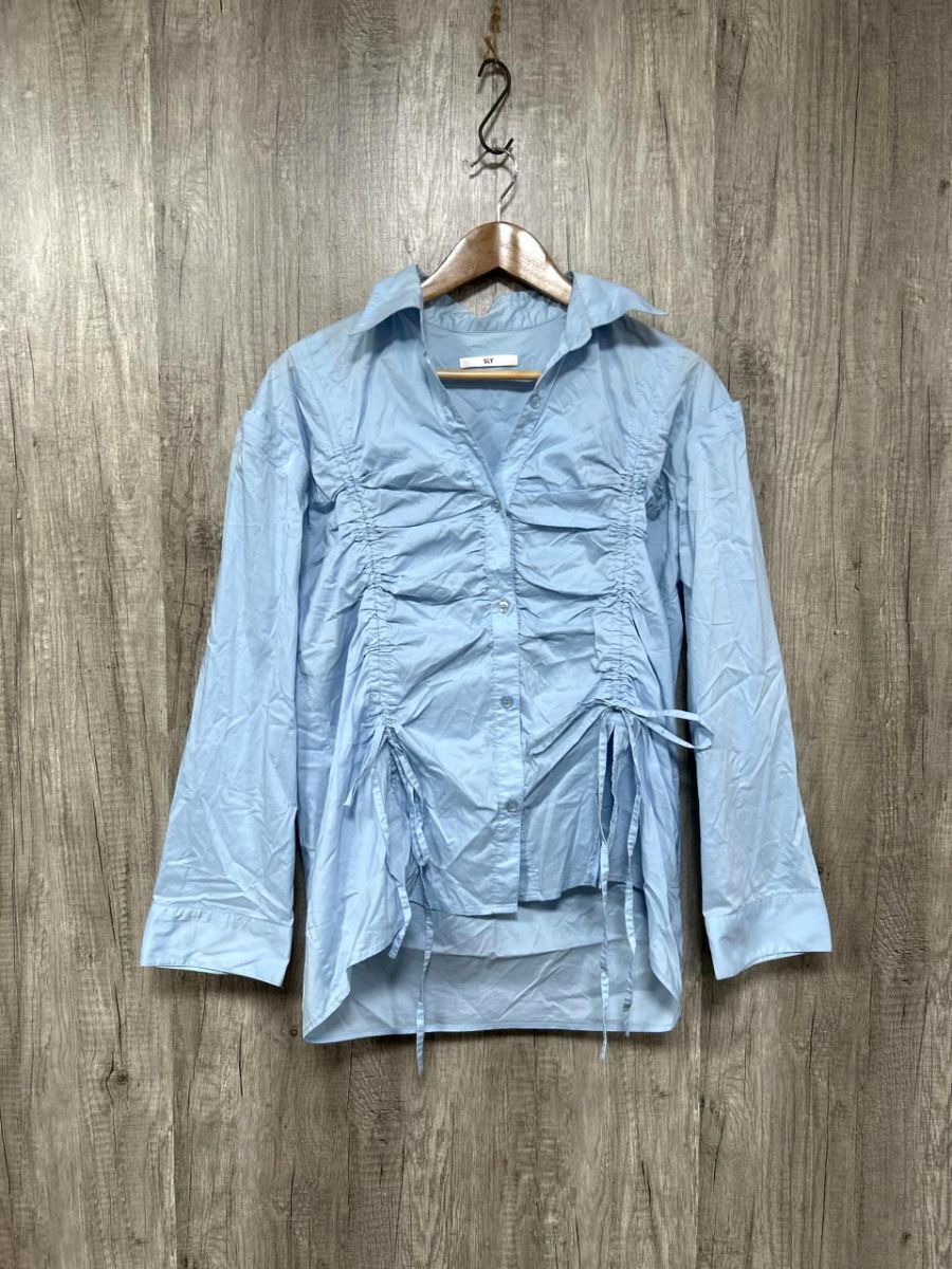 SLY スライ 長袖 OPEN SHOULDER DROST シャツ sizeF/水色 ■◇ レディース拍卖