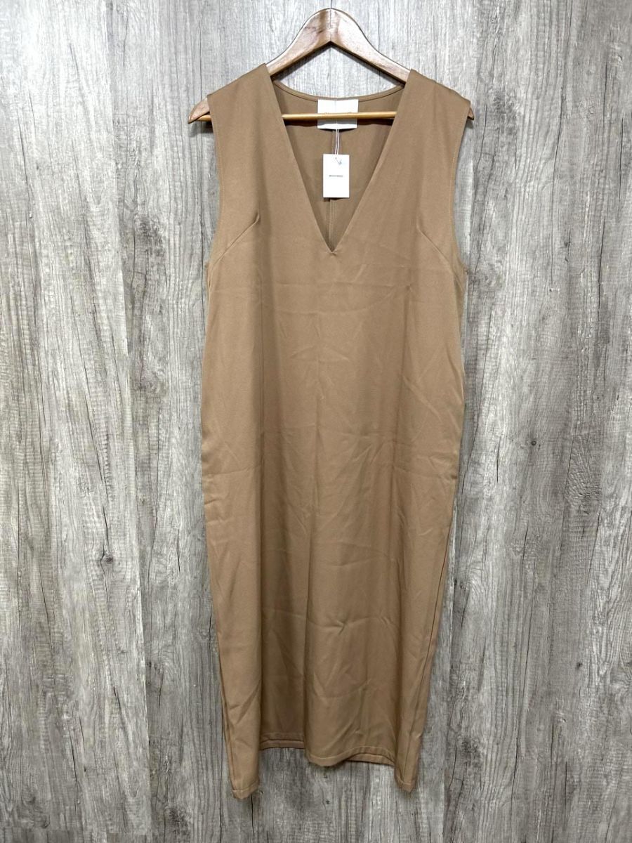 ネコポスOK 美品 MAISON BREEZE メゾンブリーズ タグ付 ノースリーブ ワンピース 茶 ■◆ レディース拍卖