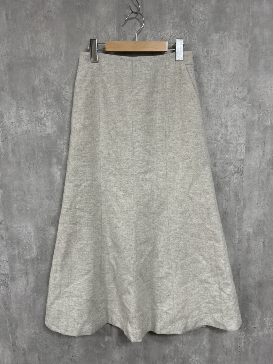 ネコポスOK SHIPS any シップスエニィ エコウールセミフレア ロング スカート size38/グレー ◆■ レディース拍卖
