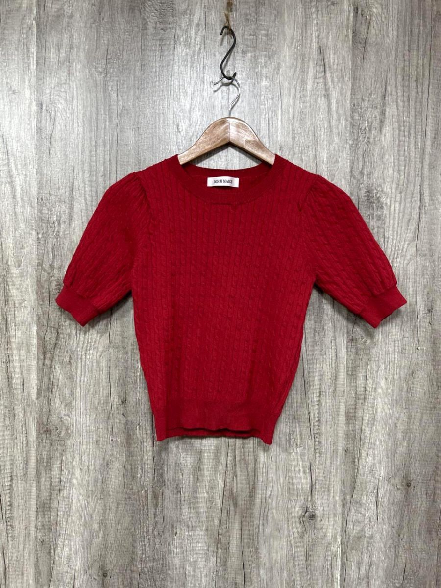 MISCH MASCH ミッシュマッシュ パフスリーブ サマー ニット セーター sizeF/赤 ■◆ レディース拍卖