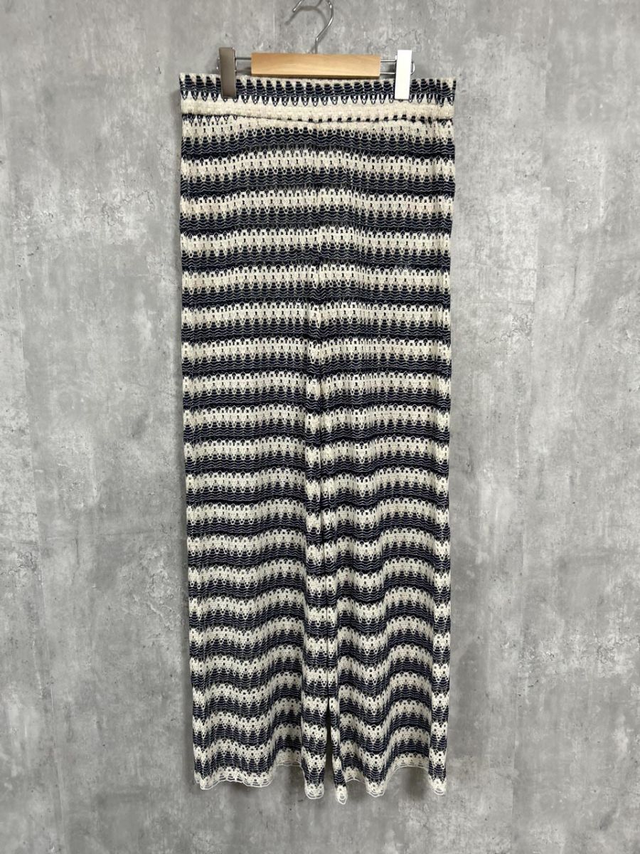 ZARA ザラ 透け感 メッシュ ストレート パンツ sizeM/白x紺 ■◆ レディース拍卖