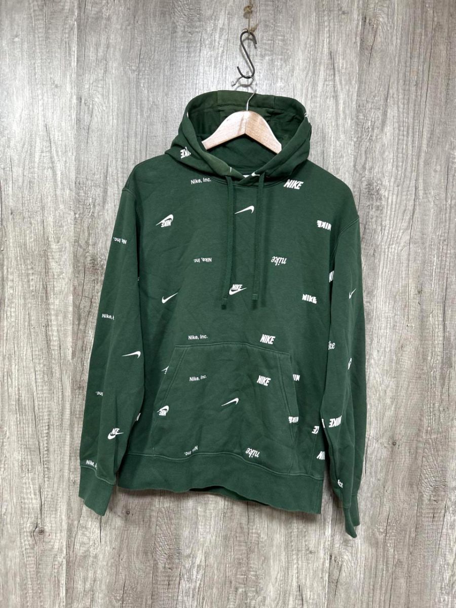 NIKE ナイキ ロゴプリント プルオーバー パーカー sizeL/緑 ◇■ レディース拍卖