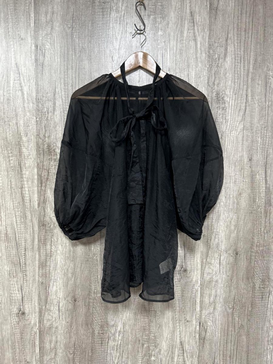 ネコポスOK CLANE クラネ シアー ブラウス シャツ size1/黒 ◇■◎ レディース拍卖