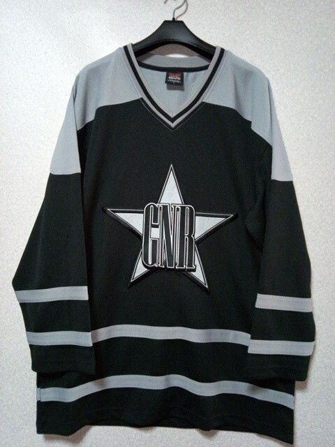 ガンズ&ローゼス guns n' roses ブラックxグレー ホッケーorフットボールシャツ L limited edition official merchandise拍卖