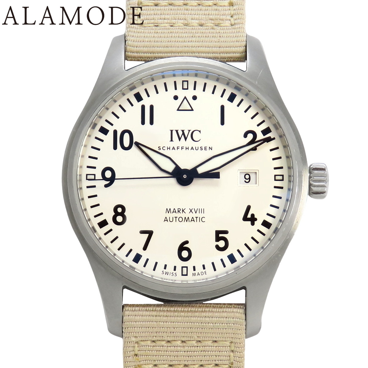 【保証書付】IWC パイロットウォッチ マーク18 IW327017 SS/キャンバス 自動巻き 腕時計 ベージュ メンズ 40802133273【アラモード】拍卖