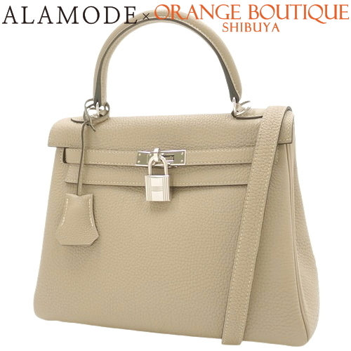 HERMES(エルメス) ケリー25 (内縫い) トゥルティエールグレー グレージュ トゴ シルバー金具 □P刻 バッグ 40802151190【アラモード】拍卖