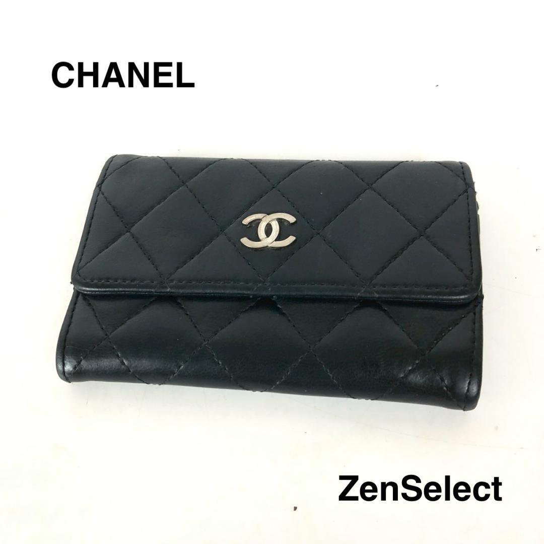 CHANEL シャネル マトラッセ ココマーク 財布 カードケース ブラック拍卖
