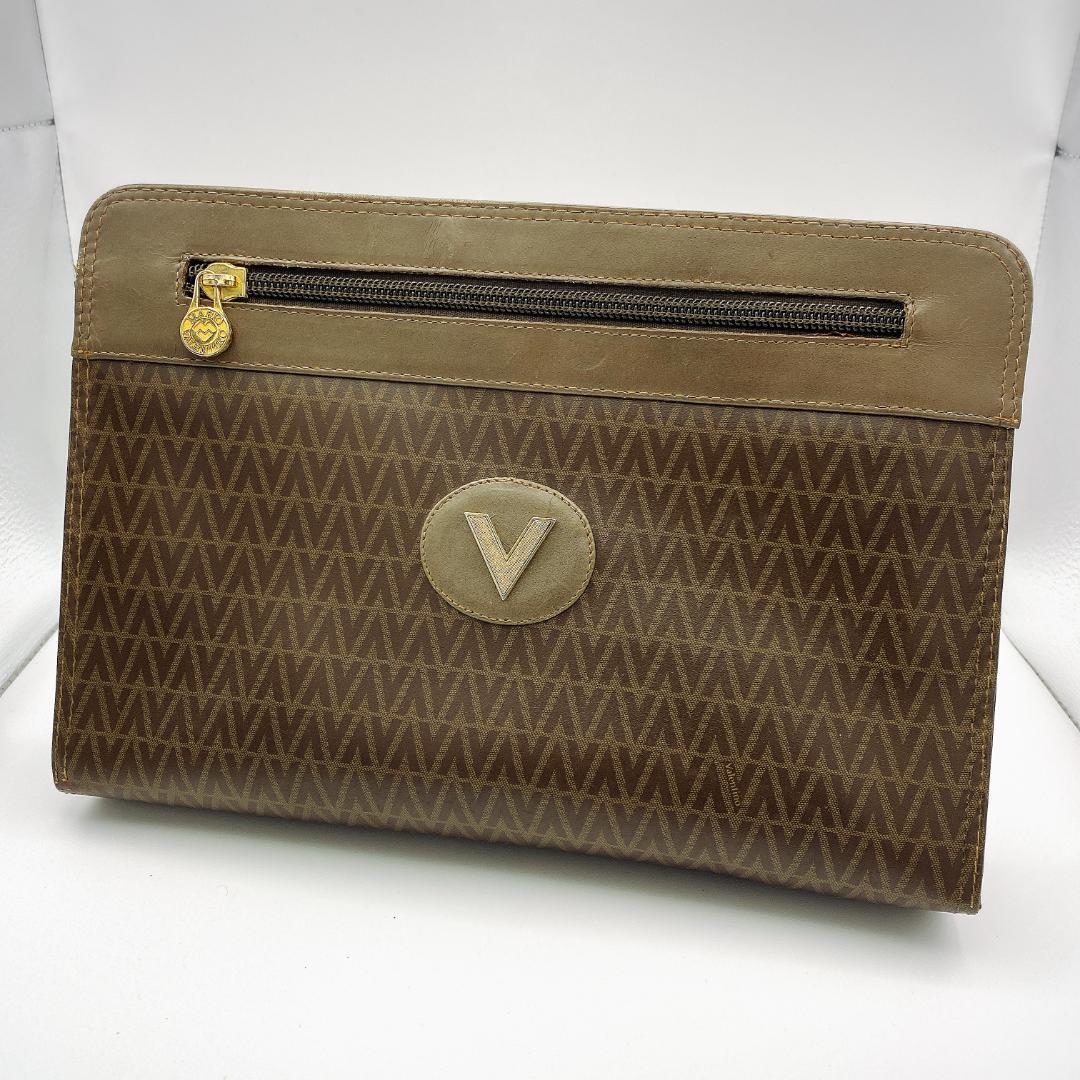 MARIO VALENTINO マリオ ヴァレンティノ クラッチバッグ ブラウン セカンドバッグ 総柄 Vロゴ 茶 ブラウン【送料無料】拍卖