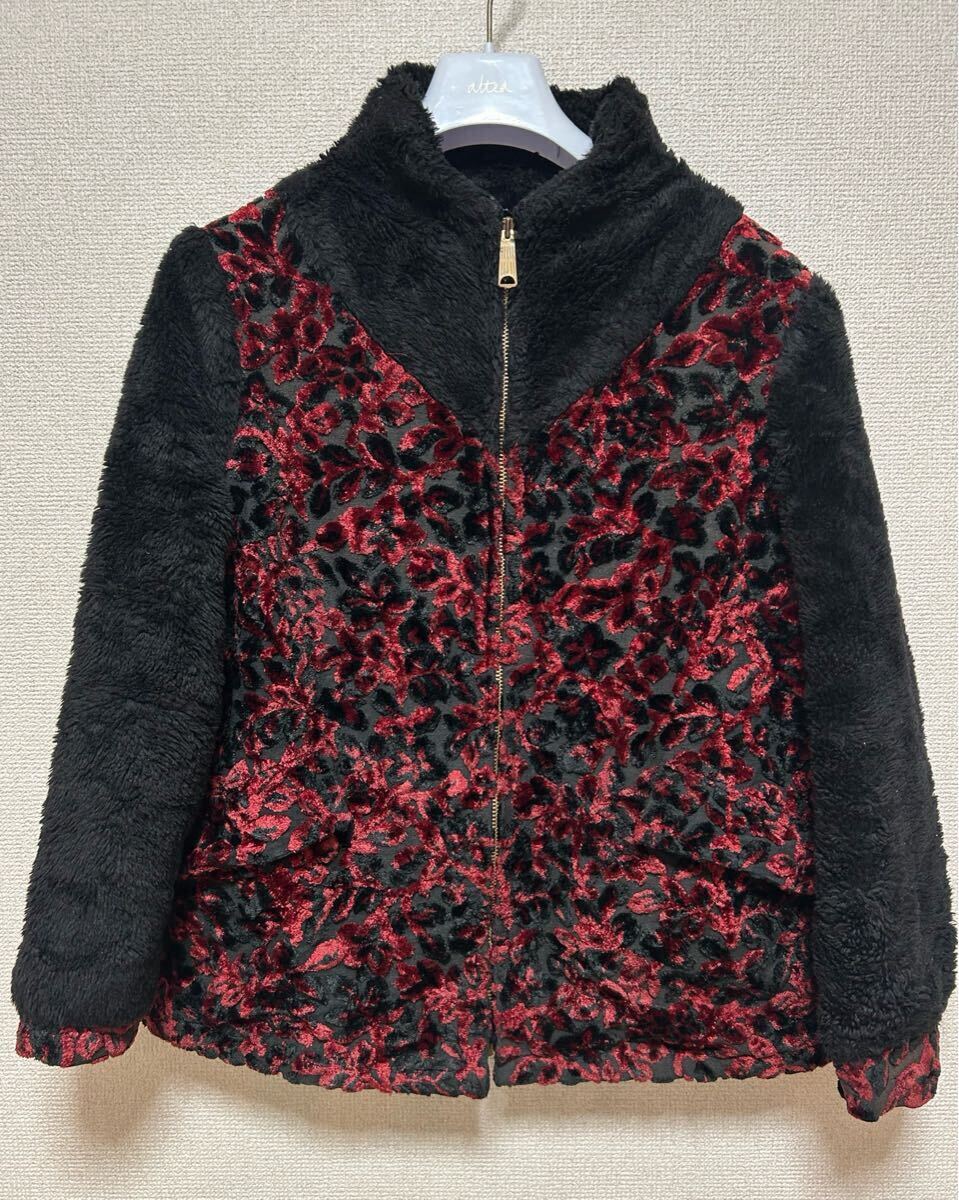 60's70's Ariel of PARIS Penneys ボアジャケット キルティング フェイクファー ゴブラン織 ベロア レディース TALON USAヴィンテージ 黒赤拍卖