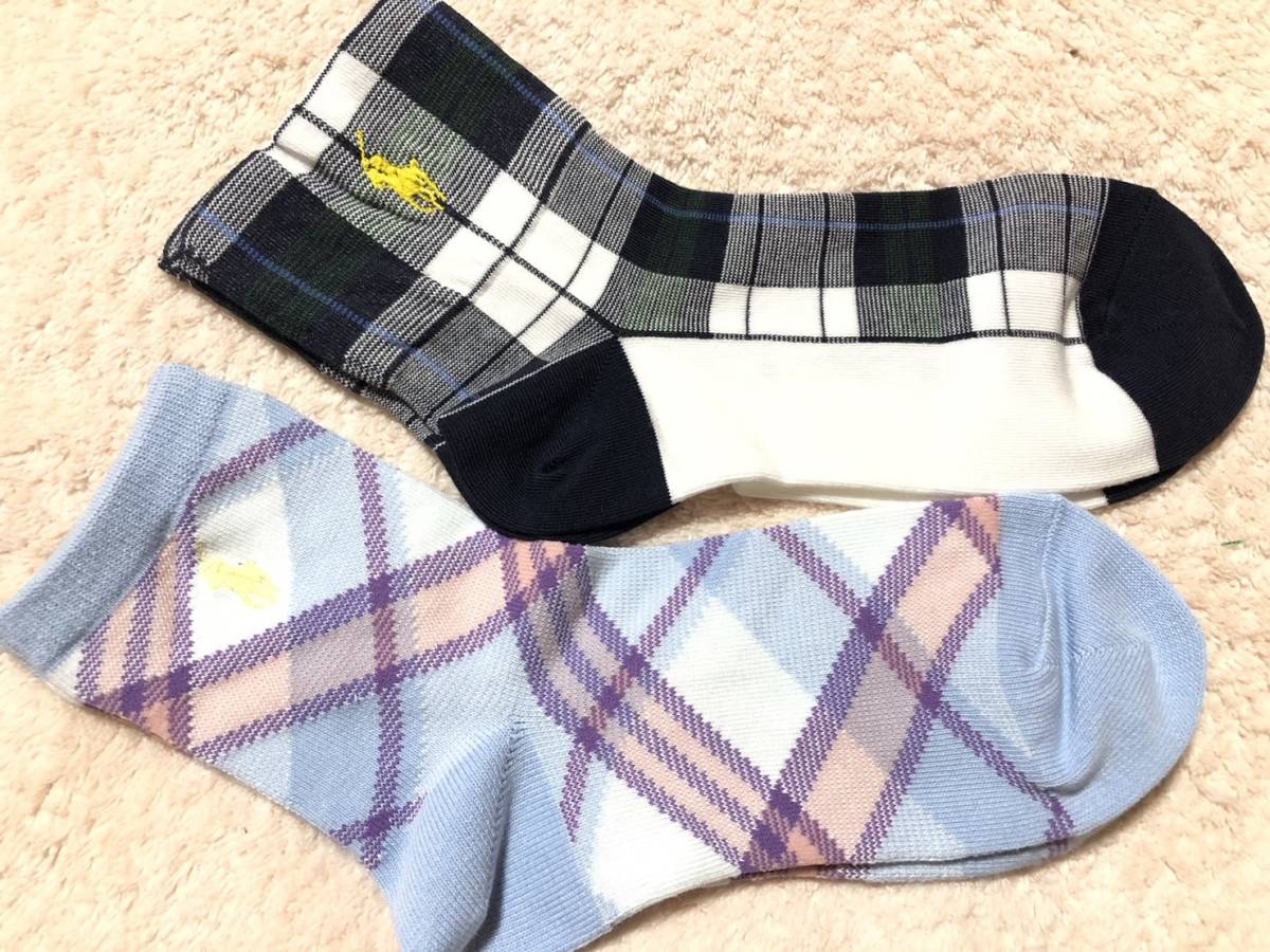 新品 日本製 ポロ ラルフローレン レディースソックス 靴下 2足 22-24cm ②拍卖