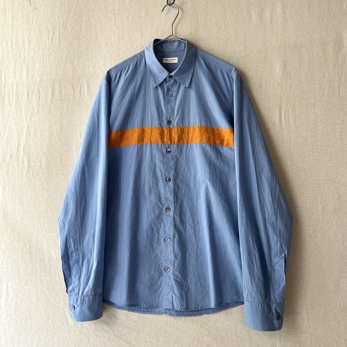 DRIES VAN NOTEN シャツ / 46 コットン ブルー オレンジ ライン T5-06026-0429拍卖