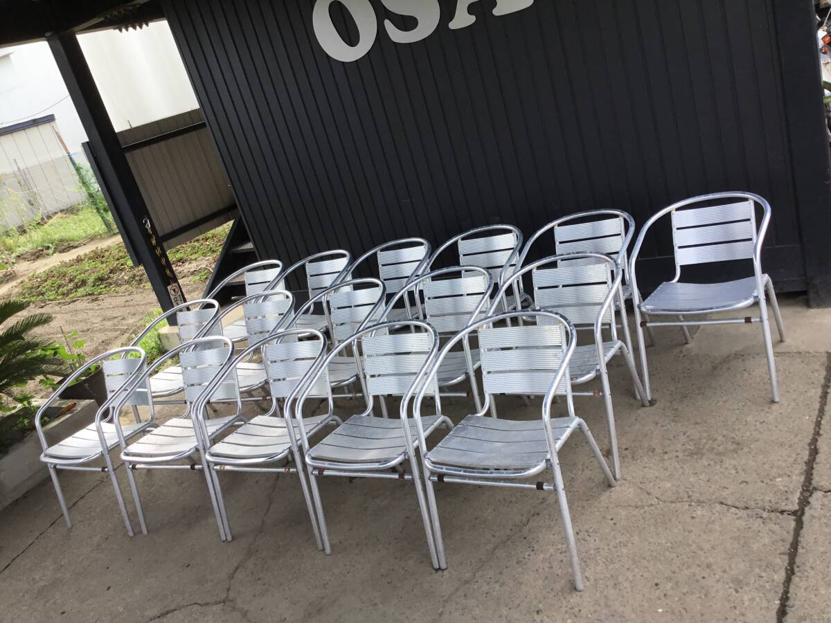 △ y 岐阜発/ ガーデンチェアー/ アルミ製/ イス/ 16脚セット/ 屋外/ 庭/ テラス/ カフェ/ アームチェア/ 多数あり/現状品/ R7.8/13 △拍卖