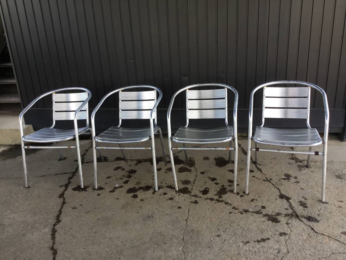 △ y ③ 岐阜発/ ガーデンチェアー/ アルミ製/ イス/ 4脚セット/ 屋外/ 庭/ テラス/ カフェ/ アームチェア/ 多数あり/ 現状品/ R7.8/13△拍卖