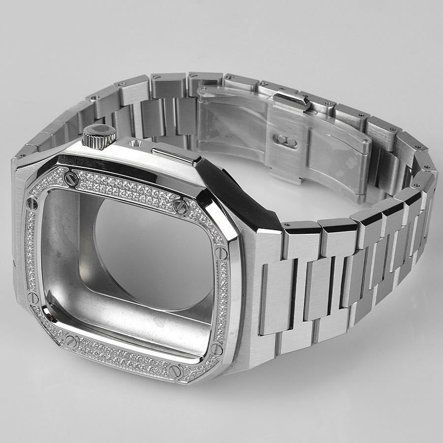 Apple Watch Series 8 7 6 5 4 SE (44mm 45mm)用バンド アップルウォッチ キラキラ ステンレススチール CZダイヤ拍卖