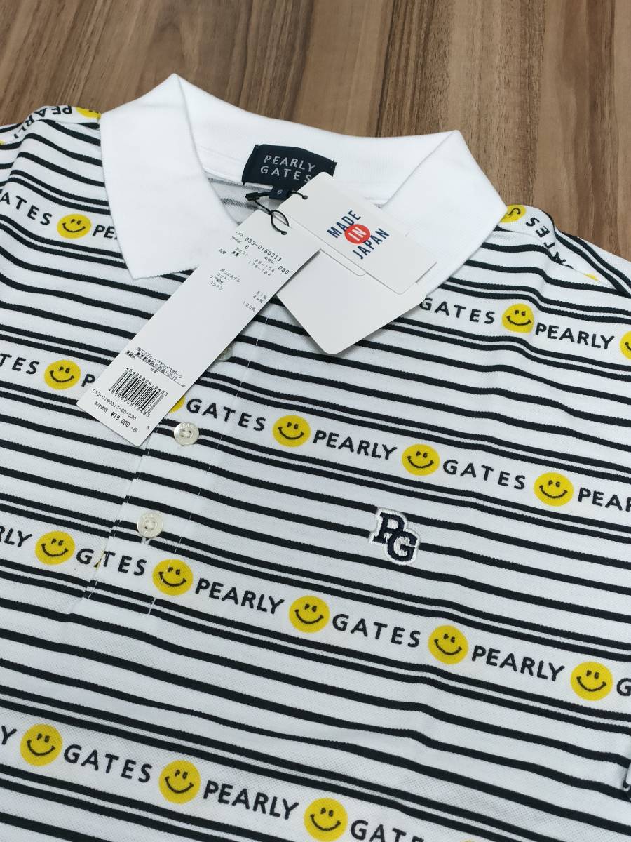 送料無料 新品 PEARLY GATES パーリーゲイツ 半袖ポロシャツ size5 正規品 人気のニコちゃん 拍卖