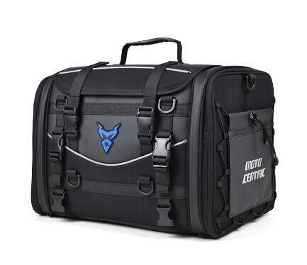 バイク用シートバッグ ツーリングバッグ 拡張機能 35~50L可変容量 オートバイ 単品 キャンプツーリング 汎用 ブラック 青拍卖