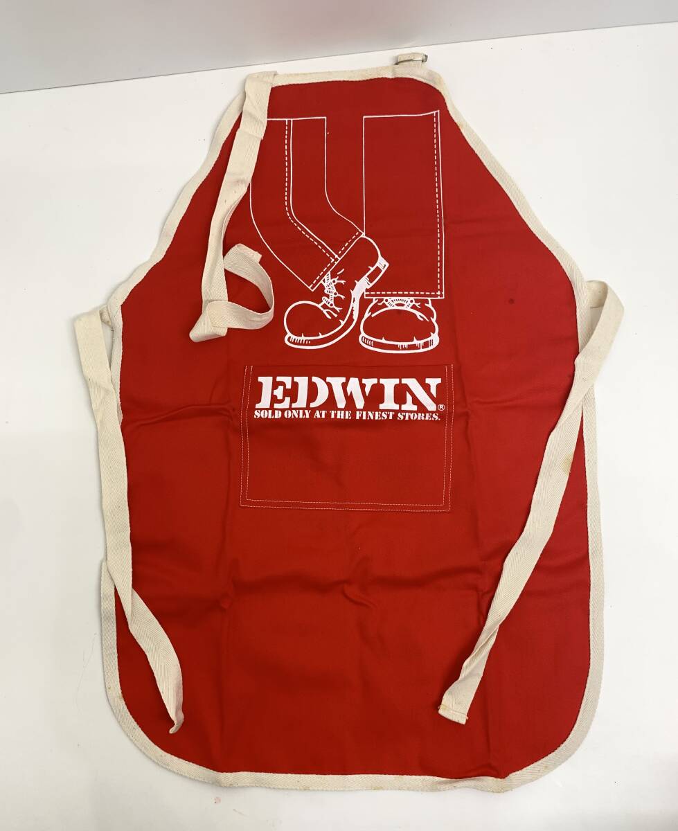 C88【未使用 長期保管品】希少品 レア ヴィンテージ EDWIN エドウィン 赤 ワーク エプロン レトロ 当時物拍卖