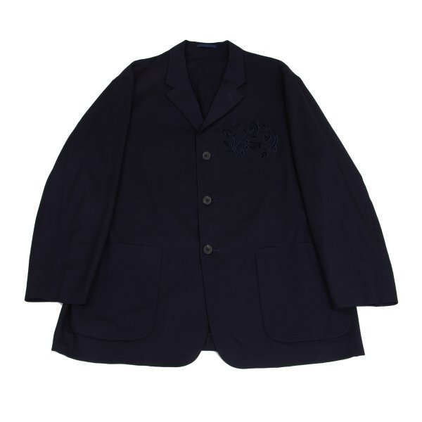ワイズフォーメンY's for men サマーウールフラワーカッティングジャケット 紺M拍卖